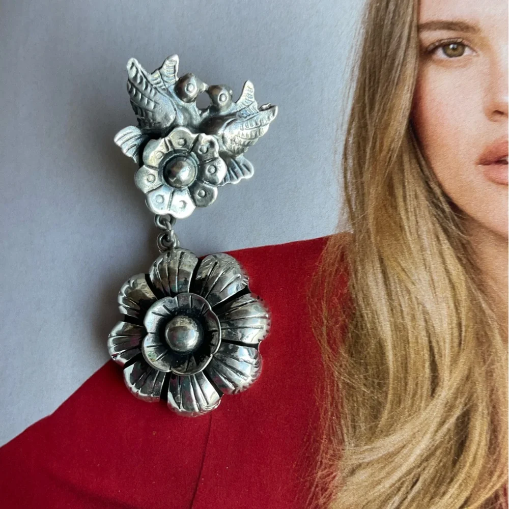 🆕Taxco Silver Floral Earrings Fabulous Quality - Picture 7 of 8